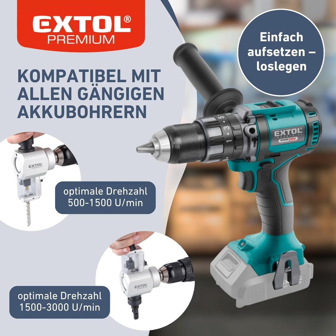 Nibbler-Stichsäge-Kombi-Aufsatz für Bohrmaschinen I Blechknabber & Stichsäge All-in-One-Bohraufsatz-