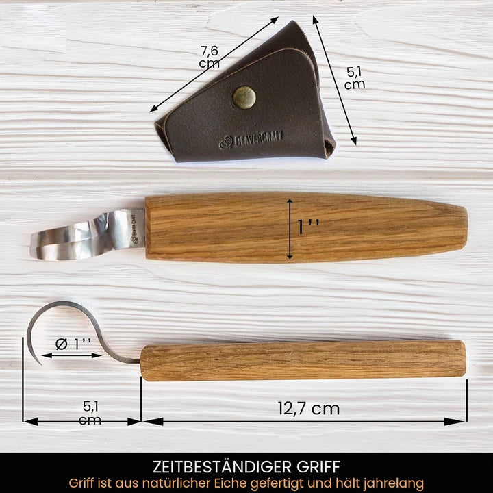 BeaverCraft SK1S Hakenmesser Holzschnitzlöffel Schnitzmesser mit Lederscheide - Holzschnitzhakenmess