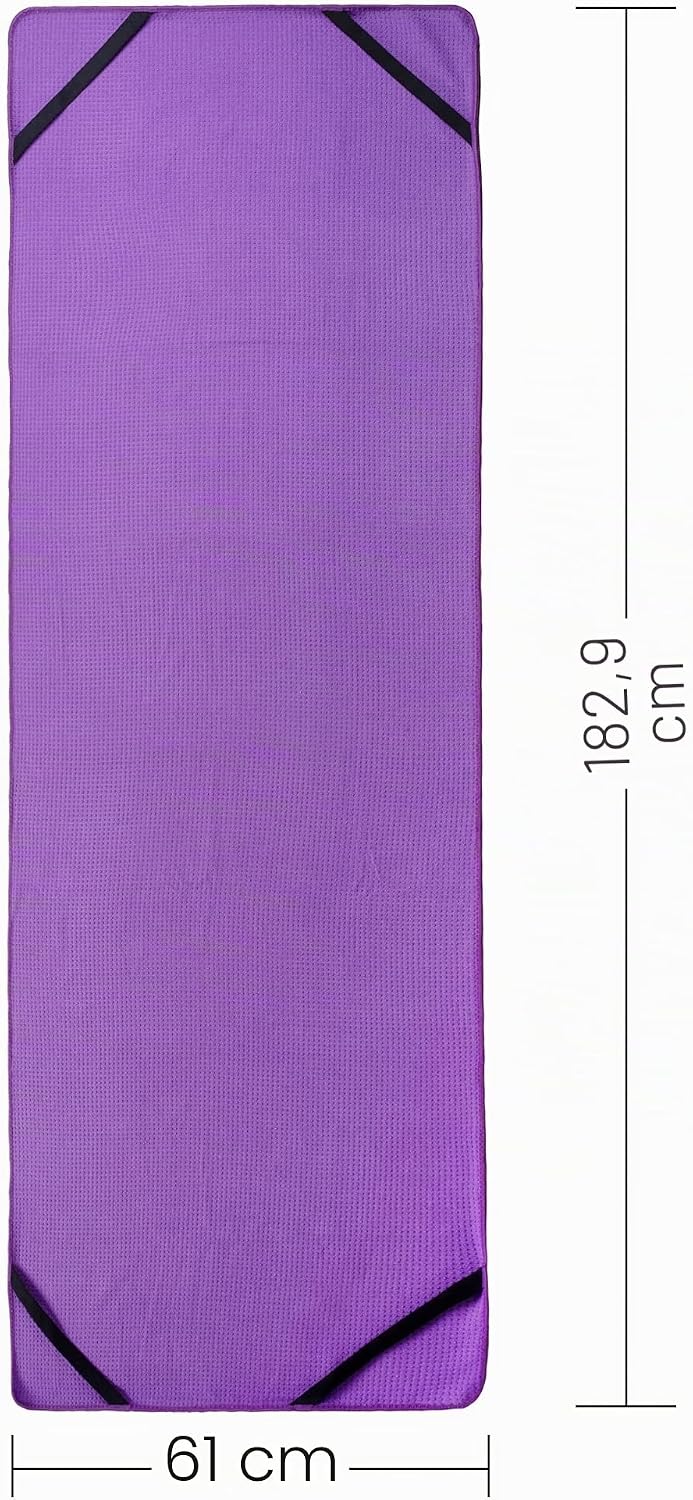 Polyte - Yoga Handtuch aus Mikrofaser mit Rutschfester Silikon Unterfläche und Elastischen Bändern,