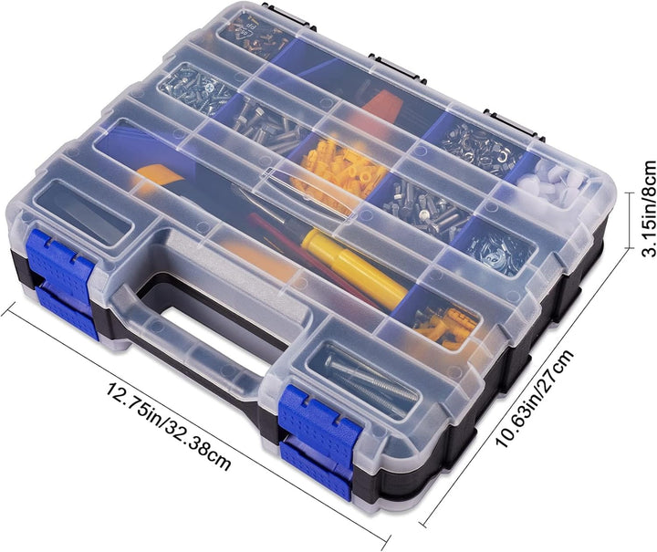 AIDY-PRO Schrauben Sortierbox 34 Fächer Kleinteile Organizer mit Fächern, Zweiseitig Schraubenbox Au
