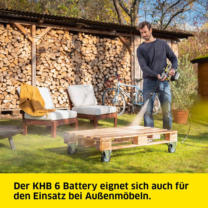 Kärcher 18 V Akku-Druckreiniger KHB 6 Battery, Druck: 24 bar, Flachstrahldüse, Rotordüse, Quick Conn