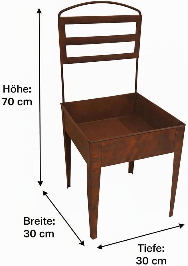 Bornhöft Pflanzstuhl Edelrost Metall – Gartenstuhl Pflanzkübel Vintage Rostoptik – Gartendeko Pflanz