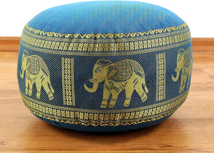 livasia Meditationskissen Thaiseide - Ø 32x20cm - Yogakissen klein mit Kapok, Pouf, Bodenkissen Yoga