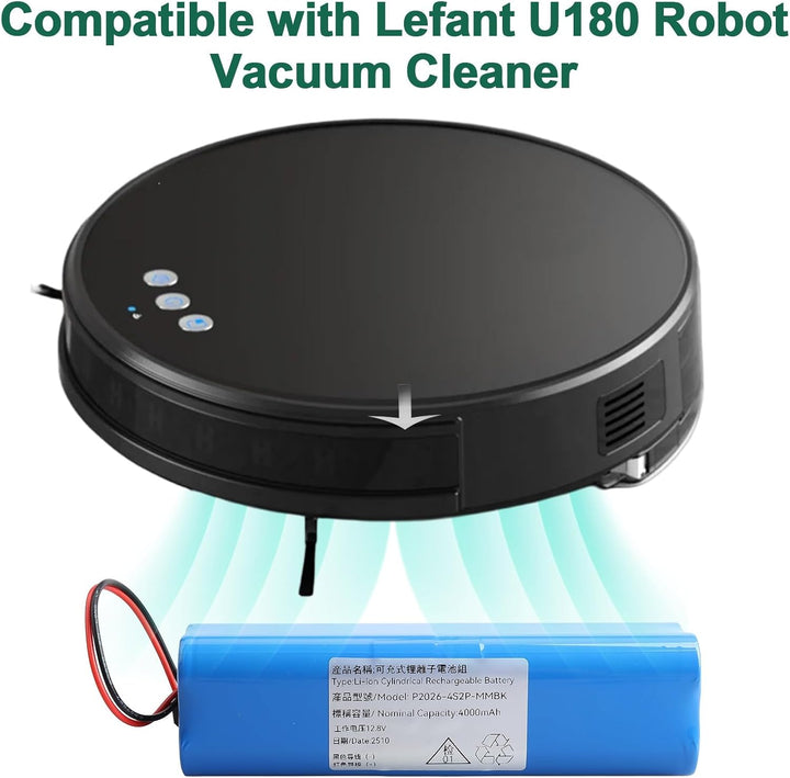 4000mAh Akkupack Kompatibel mit Lefant U180 Roboterstaubsauger, 12.8V Staubsauger Lithium-Akku, Hohe