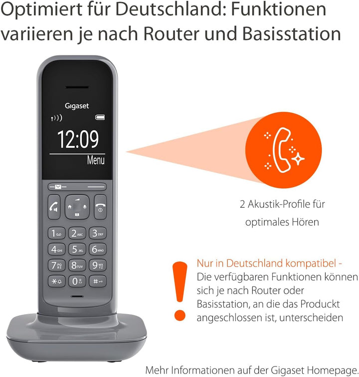 Gigaset CL390 - Schnurloses Design DECT-Telefon - Freisprechfunktion- 2 Akustik-Profile, Grafik Disp
