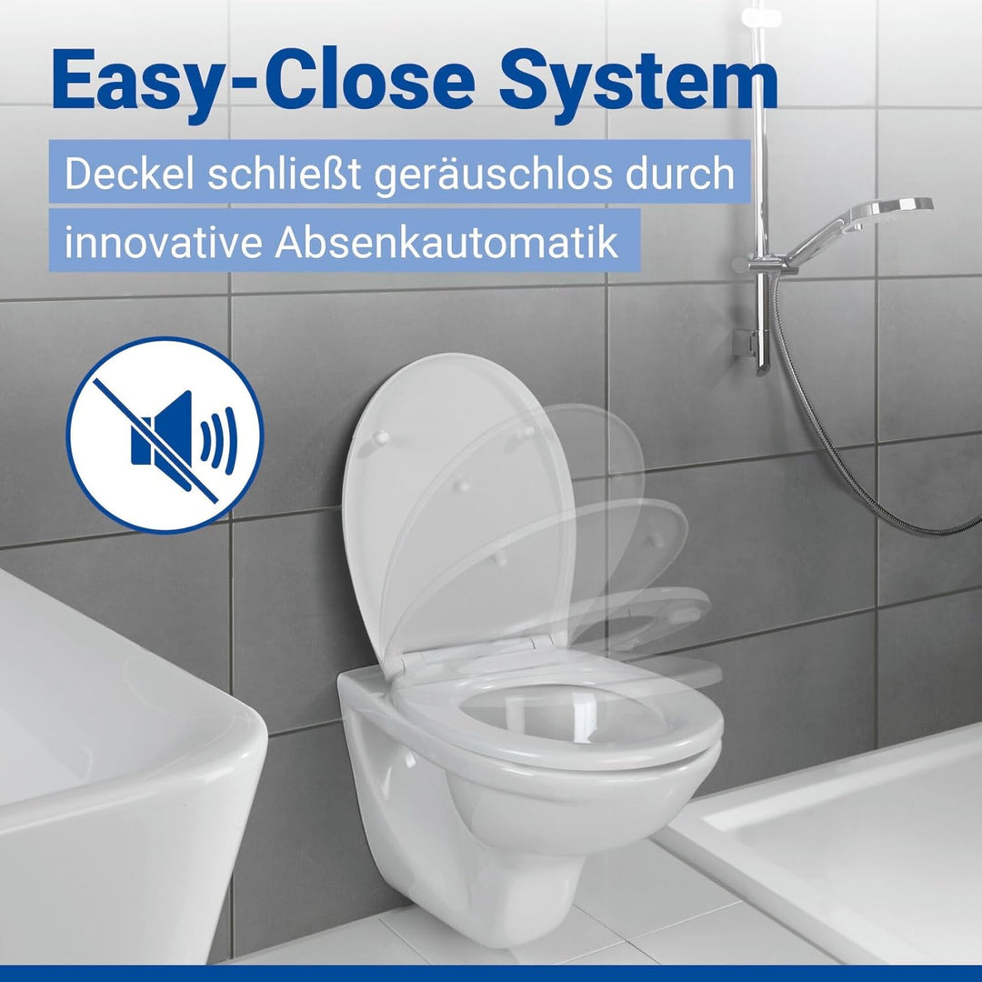 WENKO Toilettendeckel mit Absenkautomatik, oval, belastbar bis 175 kg, Klodeckel aus antibakterielle
