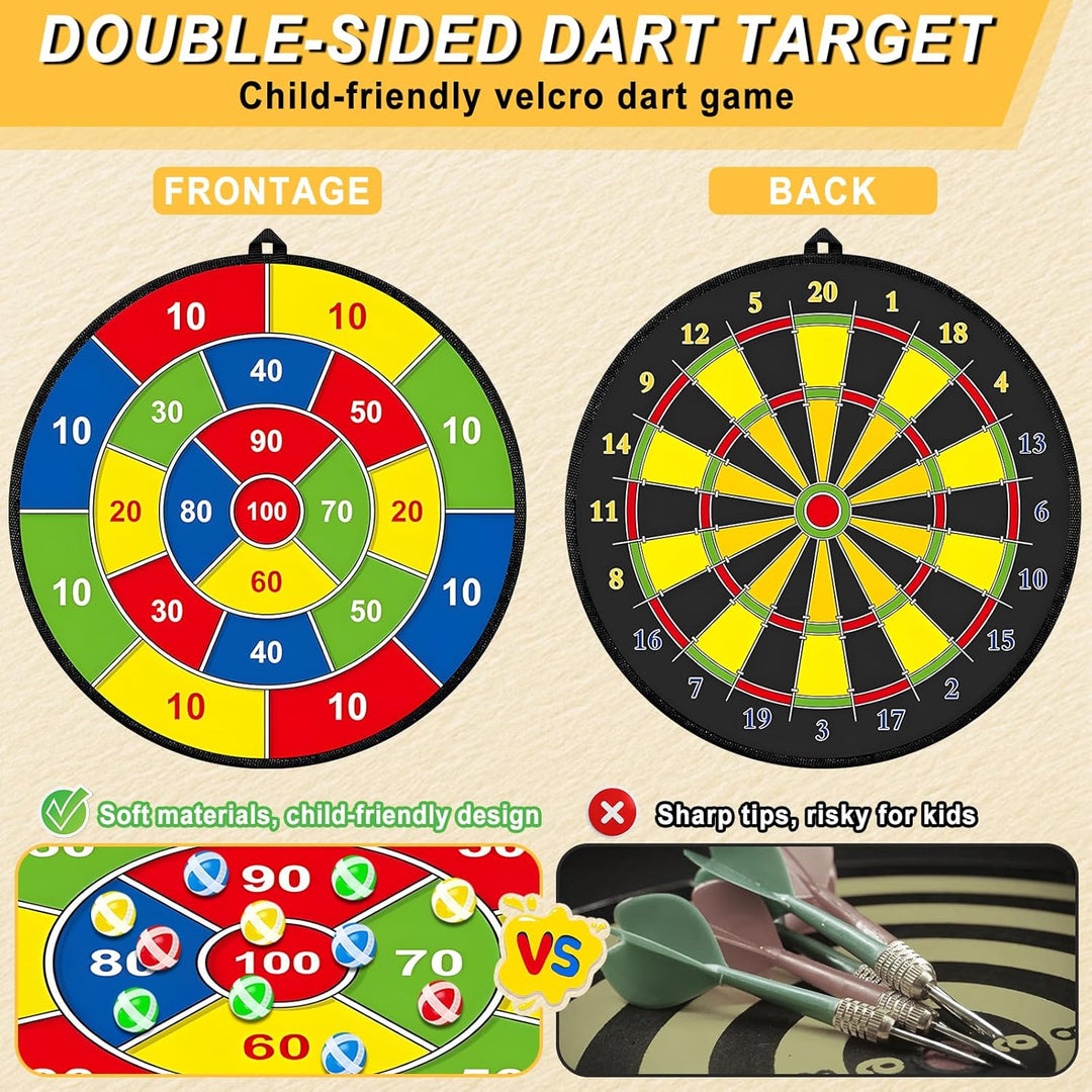 29" Dartscheibe Kinder,Doppelseitige Wurfspiel Kinder Spielzeug,Dartspiel Mit 12 Klettball & 6 Klett