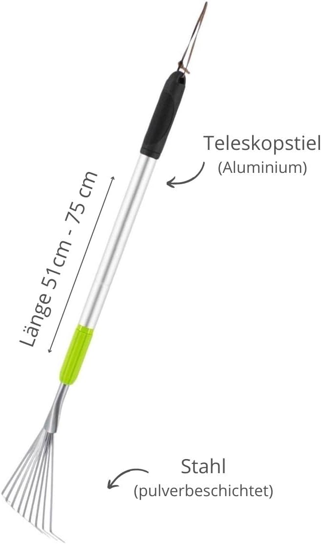 Rekord Kleinfeger (Stahl, pulverbeschichtet) Teleskopstiel länge bis 76 cm mit Anti-Rutsch-Griff und