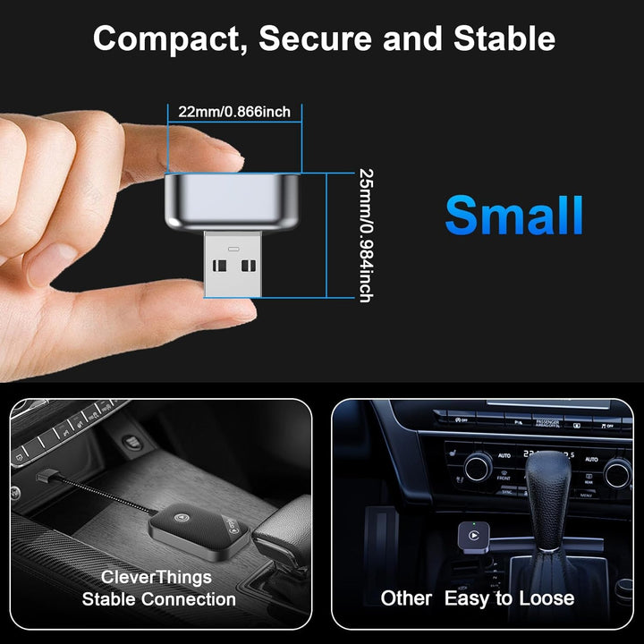 Wireless CarPlay Adapter für iPhone, 2025 Upgraded von Wired CarPlay auf Wire-Less, Plug und Play, 2