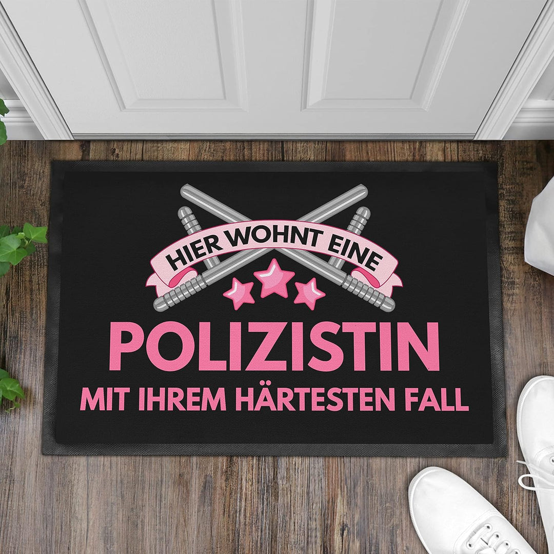 Trendation - Fussmatte für Polizistin Freund Geschenk Fussmatte mit Spruch Polizistin Lustig 60x40 c