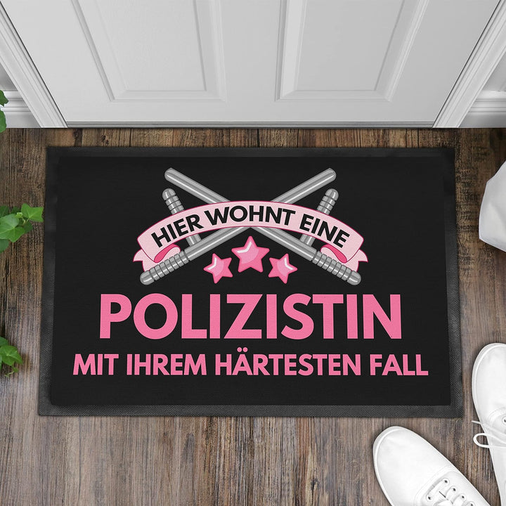 Trendation - Fussmatte für Polizistin Freund Geschenk Fussmatte mit Spruch Polizistin Lustig 60x40 c