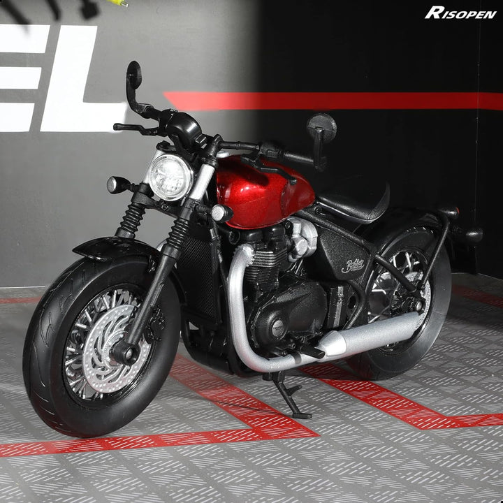 1/12 Motorrad-Modellspielzeug kompatibel für Triumph Bobber Bonneville, Motorradmodell aus Druckguss