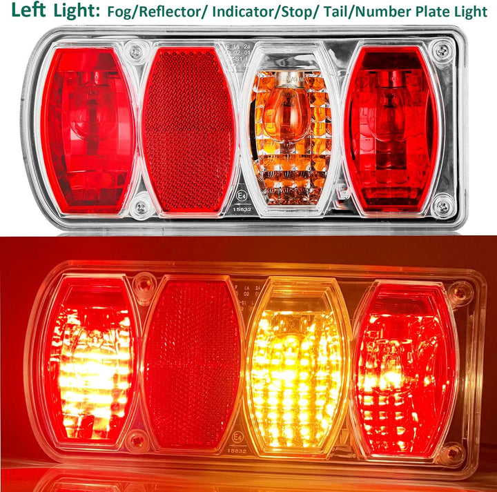 DARKGUARD Rückleuchten Satz für Anhänger 12v,mit E4 Prüfzeichen,7Funktion 2pcs Halogen Rücklicht Anh