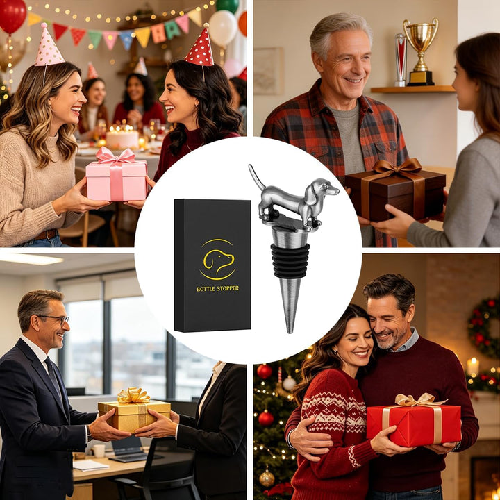 LKKCHER Dackel Geschenke, Dackel Weinflaschenverschluss, Dackel Deko Geburtstagsgeschenk Weingeschen