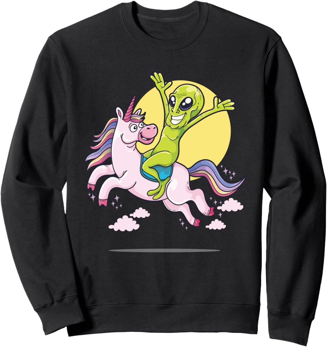 Alien Reiten Einhorn UFO Cryptids UAP Ausserirdische Sweatshirt