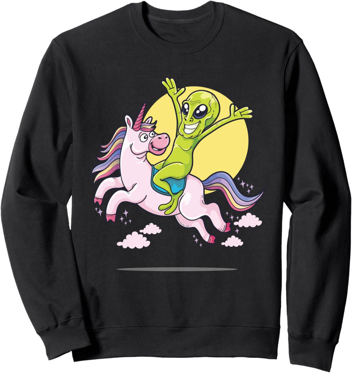 Alien Reiten Einhorn UFO Cryptids UAP Ausserirdische Sweatshirt