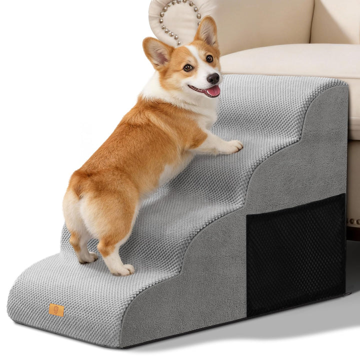 Hundetreppe 4 Stufen, 50cm hoch Schwamm Haustiertreppe für Hunde und Katzen, rutschfest Haustierleit