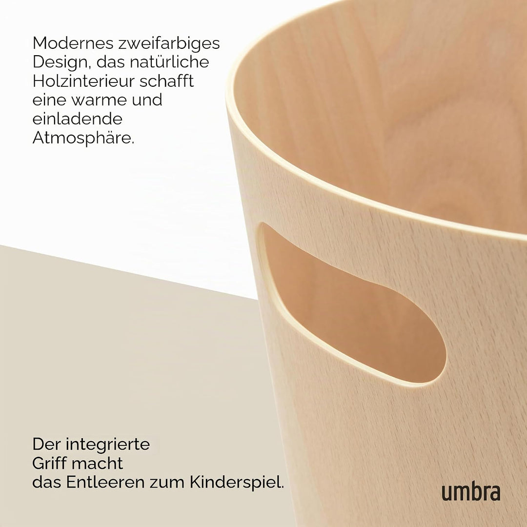 Umbra Woodrow Abfalleimer Holz, 7, 5l, Natur, Natur