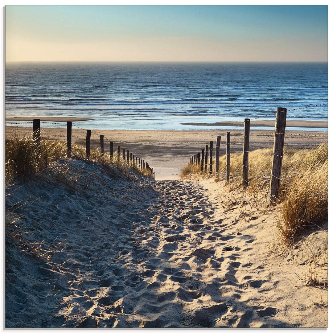 ARTland Glasbilder Wandbild Glas Bild einteilig 50x50 cm Quadratisch Strand Meer Küste Nordsee Natur