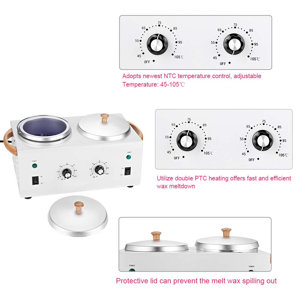 Warm Electric Wax Heater, Wachsschmelzmaschine, Heisser Paraffinwachswärmer Salon Dual Pot Enthaarun