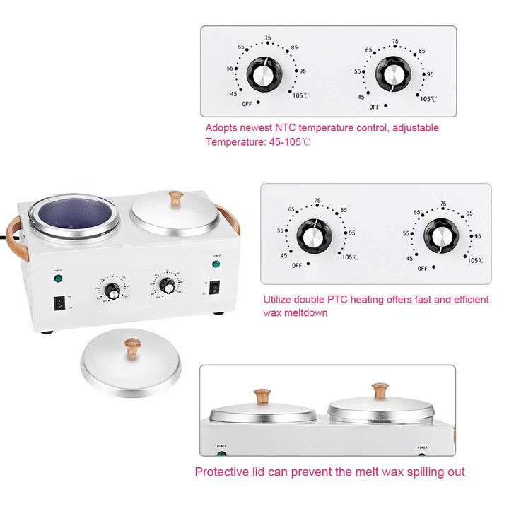 Warm Electric Wax Heater, Wachsschmelzmaschine, Heisser Paraffinwachswärmer Salon Dual Pot Enthaarun