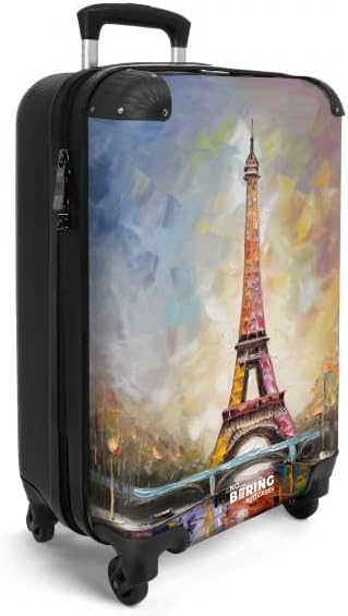 NoBoringSuitcases.com® Koffer Handgepäck Trolley Rollkoffer Kleine Reisekoffer mit 4 Rollen - Eiffel