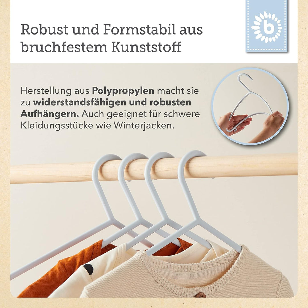 Bieco Kleiderbügel Kinder 32 St. Eisblau | Länge ca 30 cm | Baby Kleiderbügel | Kunststoff Kleiderbü
