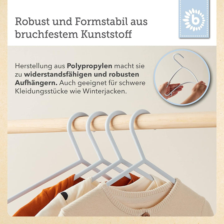 Bieco Kleiderbügel Kinder 32 St. Eisblau | Länge ca 30 cm | Baby Kleiderbügel | Kunststoff Kleiderbü