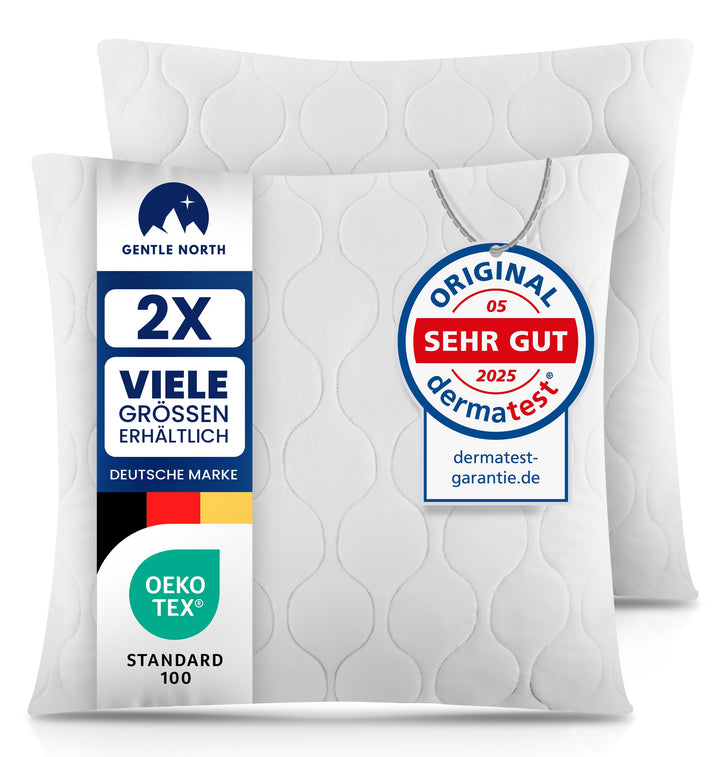 Gentle North Kopfkissen (80x80 cm gross) - 2er Set Kissen für Bett und als Dekokissen - Mit Reissver