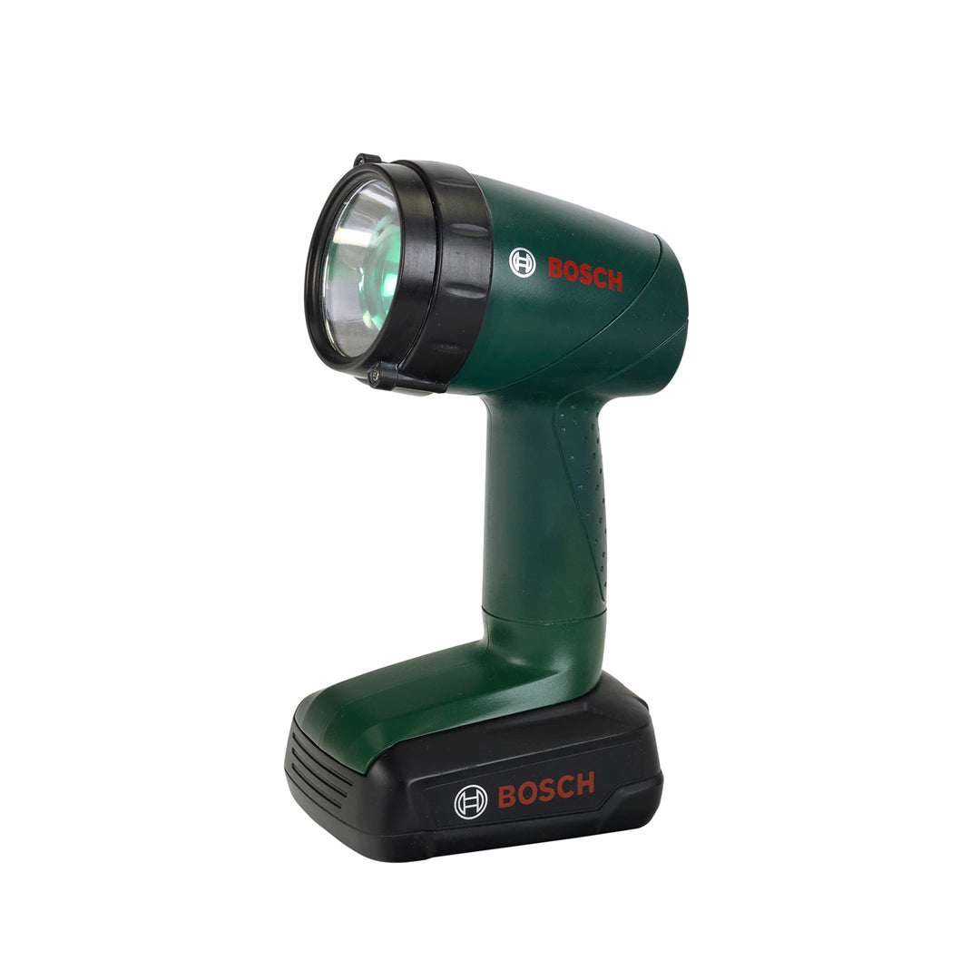 Theo Klein 8448 Bosch Akku-Lampe | Batteriebetriebene Lampe um 90 Grad drehbar | 4 Lichtfarben | Mas