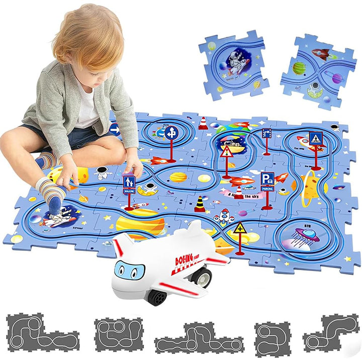 Auto Spielzeug Autorennbahn Spielzeugauto 12pcs DIY-Puzzlebahn für Kinderspielzeug DIY-Route Cars Sp