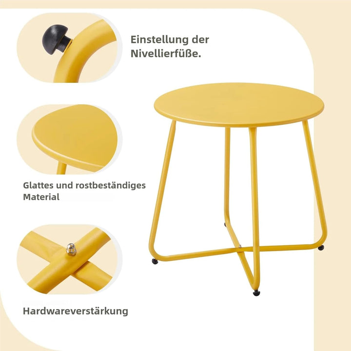 Kleiner Beistelltisch Metall, Garten Beistelltisch Rund, Couchtish & Kaffeetisch mit Verstellbarer T