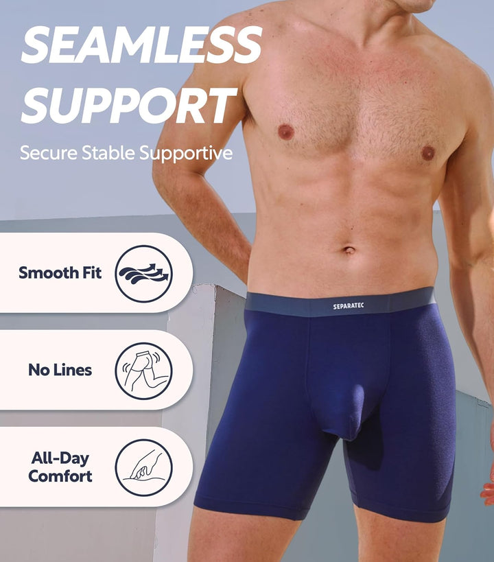 Separatec Herren Boxershorts 4er Pack Doppelbeutel Dual Pouch, Bambus Unterhosen Männer, Stretcken H