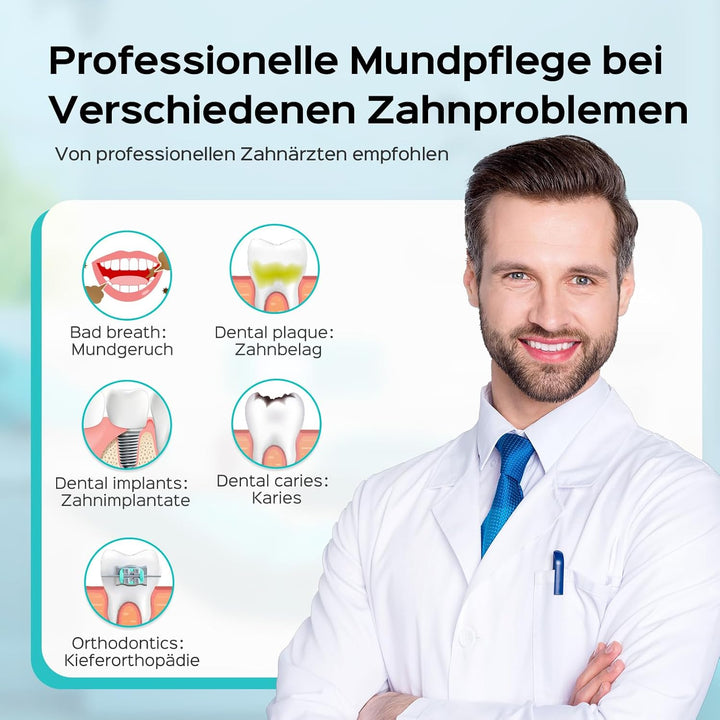 COSLUS Munddusche Elektrisch Professional Zähne: 2 Modi & 12 Druckstufen – 600ml Wassertank Zahndusc