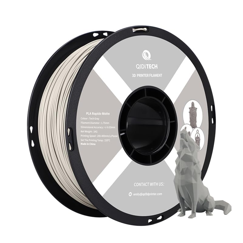 QIDI TECH Matte PLA Rapido Filament 1.75mm, PLA Matte 3D Drucker Filament 1kg Spule (2.2lbs), Geeign