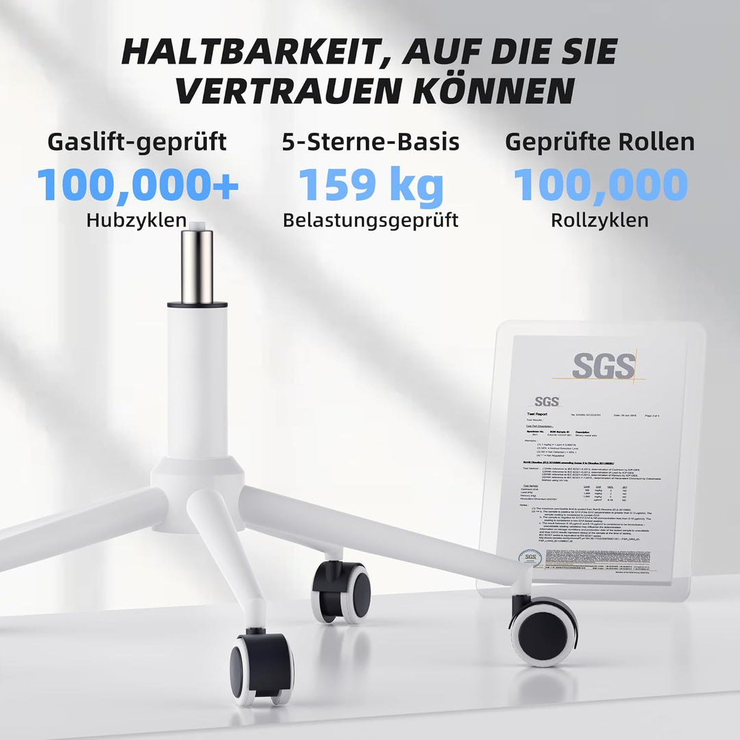 CYKOV Ergonomischer Bürostuhl mit Fussstütze, Büro Stuhl & Gaming Stuhl 150 kg+, 90-160° Verstellbar