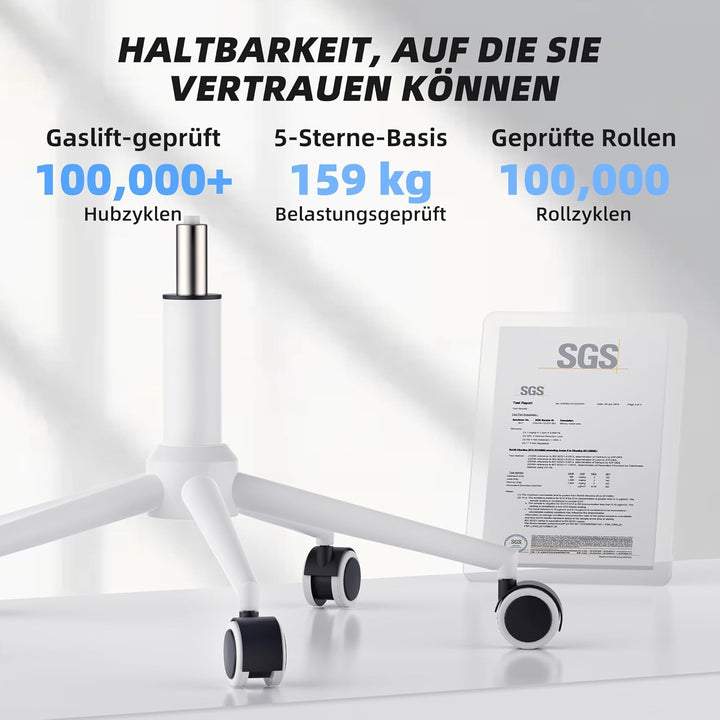 CYKOV Ergonomischer Bürostuhl mit Fussstütze, Büro Stuhl & Gaming Stuhl 150 kg+, 90-160° Verstellbar