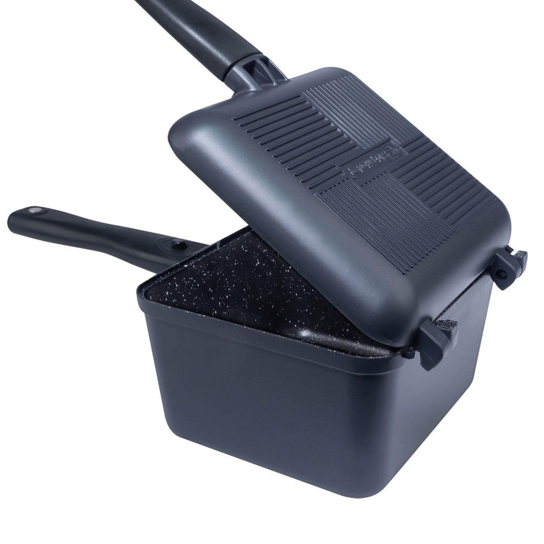 RidgeMonkey Connect Deep Pan & Griddle Granite Edition - Pfanne zum Kochen am Wasser, Kochtopf Stand