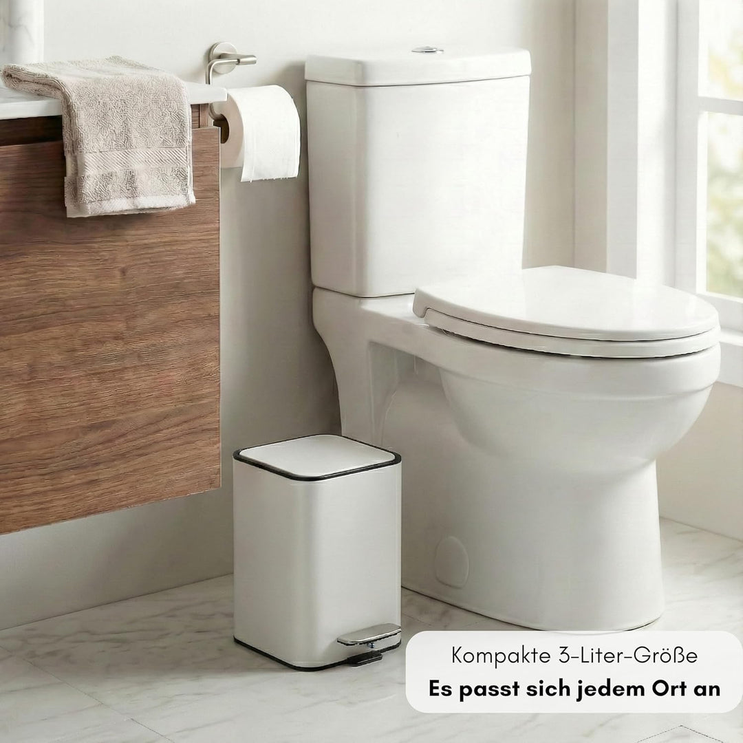Erreke Badmülleimer mit Pedal 3L, Kosmetikeimer 3L aus Edelstahl mit Soft-Close Deckel, Herausnehmba