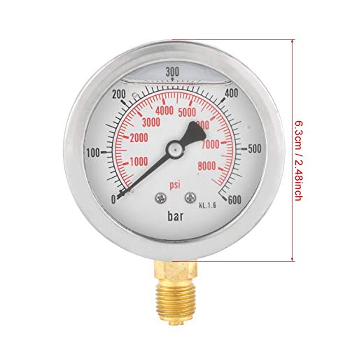 Zifferblatt Hydraulisches Manometer Meter Manometer Vakuumluftkompressor Hydraulisches Manometer 0~6