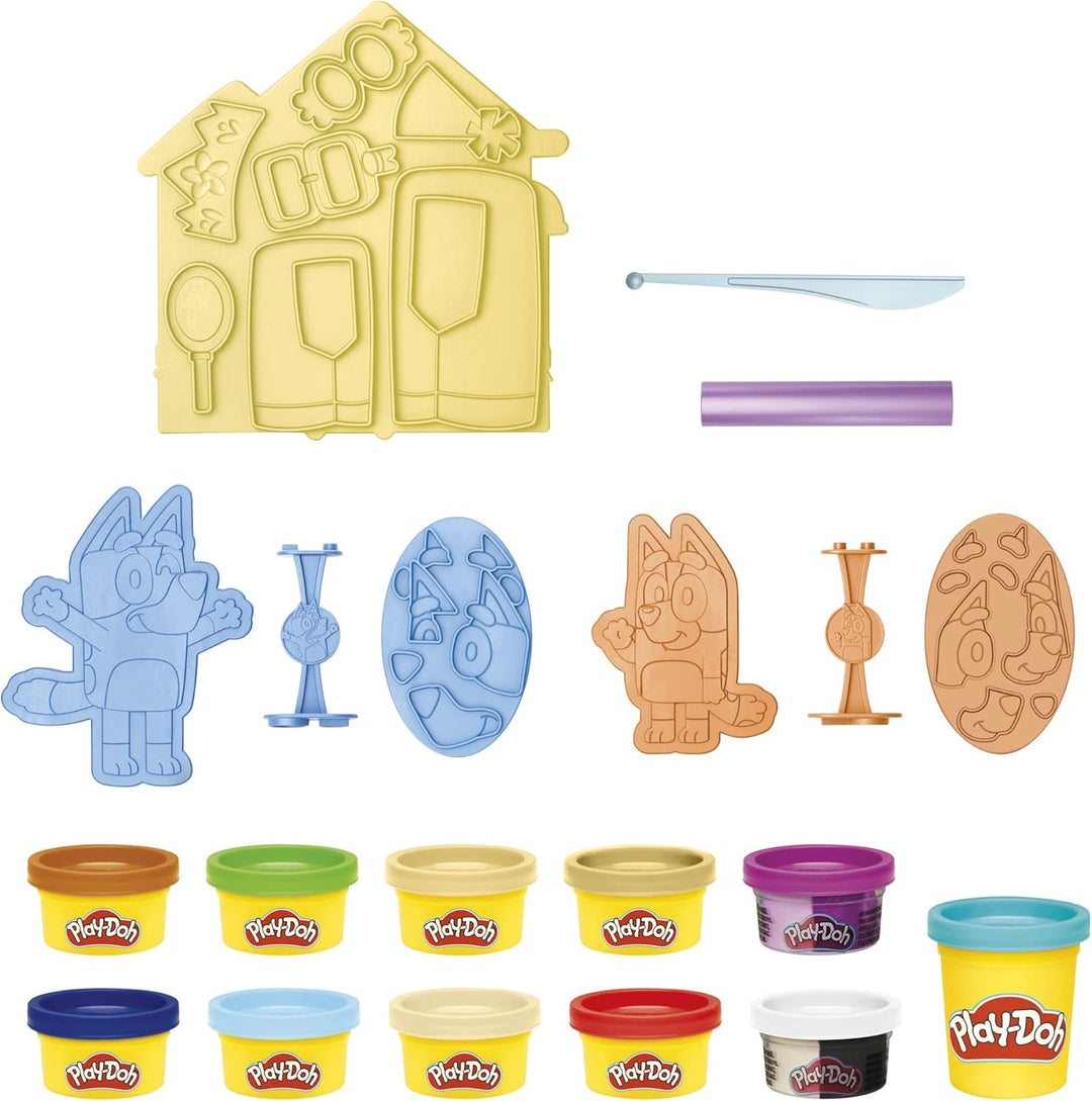 Play-Doh 5010993981359 Kneten mit Bluey mit 11 Dosen, S, Kneten mit Bluey