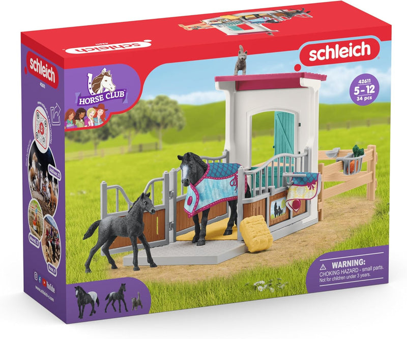 schleich 42611 Pferdebox mit Stute und Fohlen , für Kinder ab 5-12 Jahren, HORSE CLUB - Spielset