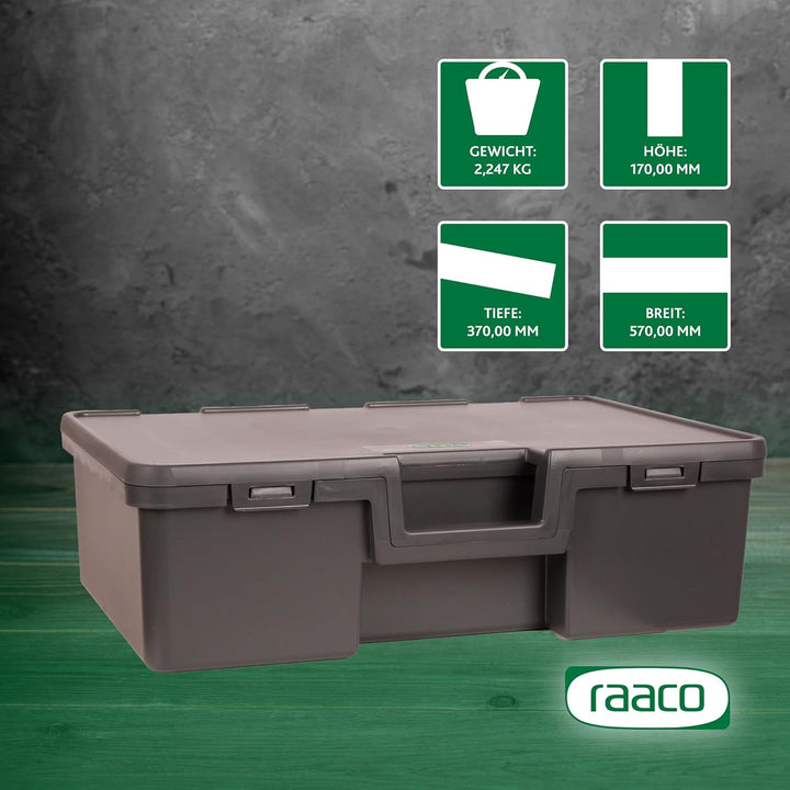 raaco Transportboxen Solid 3, Werkzeugträger 37 x 57 x 17 cm, Stapelbarer Werkzeugkasten mit Tragegr