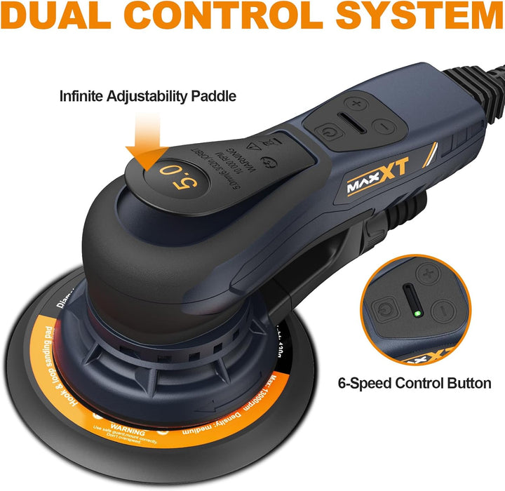 MAXXT 5.0mm Exzenterschleifer Brushless | 150mm & 125mm Dual-Schleifplatte | 350W EC-Motor | 4000-10