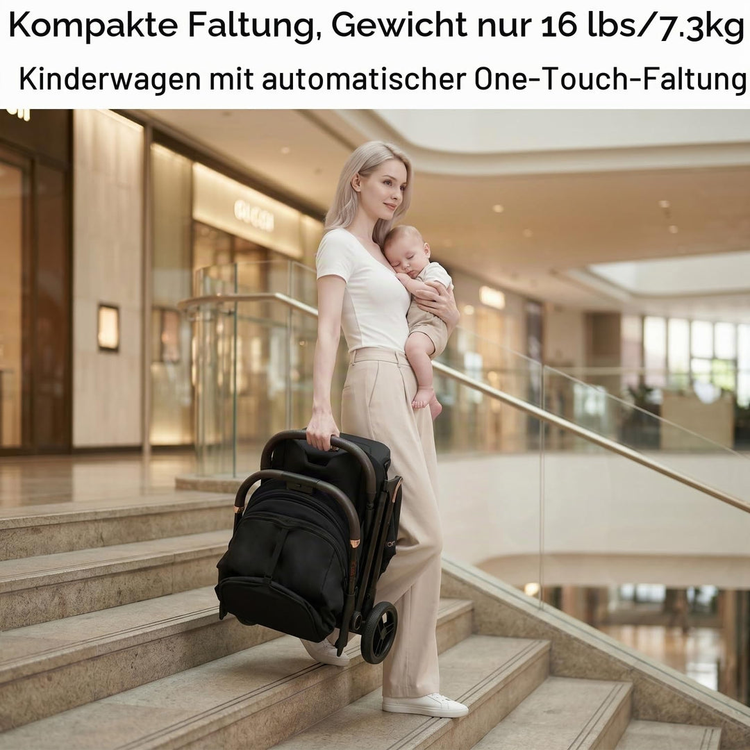 Gravity faltbarer Baby-Kinderwagen, Tragbarer Reise-Kleinkindbuggy Mit Verstellbarer Rückenlehne &amp; S