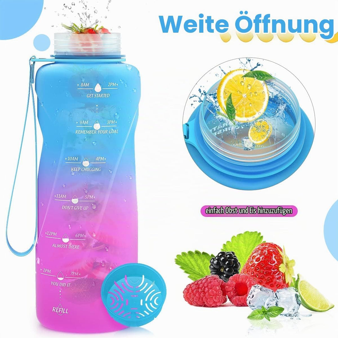 Sport Trinkflasche 2l, 1,5l, 1l, 700ml, 500ml Trinkflasche Kinder Auslaufsicher, Motivierende Wasser