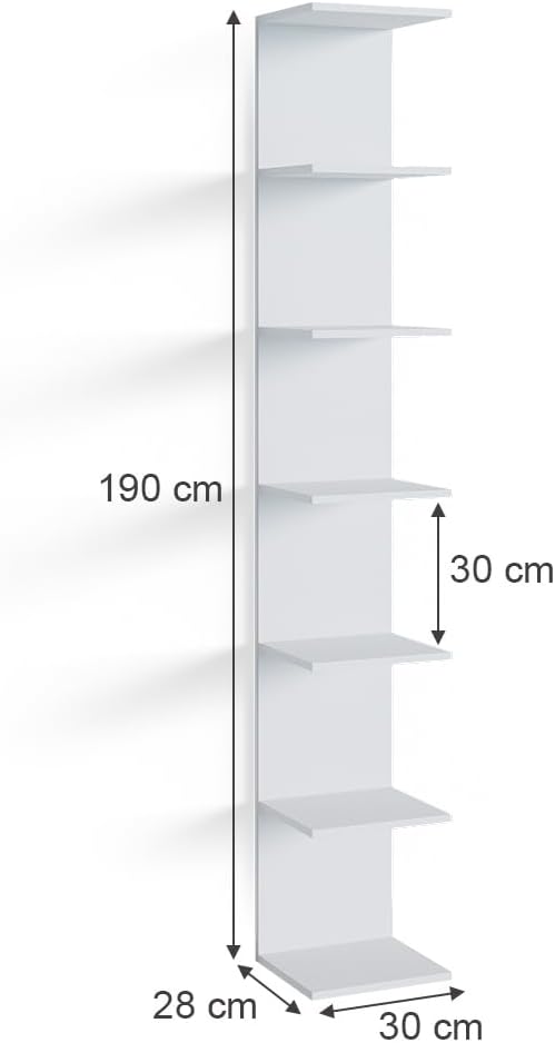 Vicco Wandregal Paolo, Weiss, 30 x 190 cm Weiss Einzelregal, Weiss Einzelregal