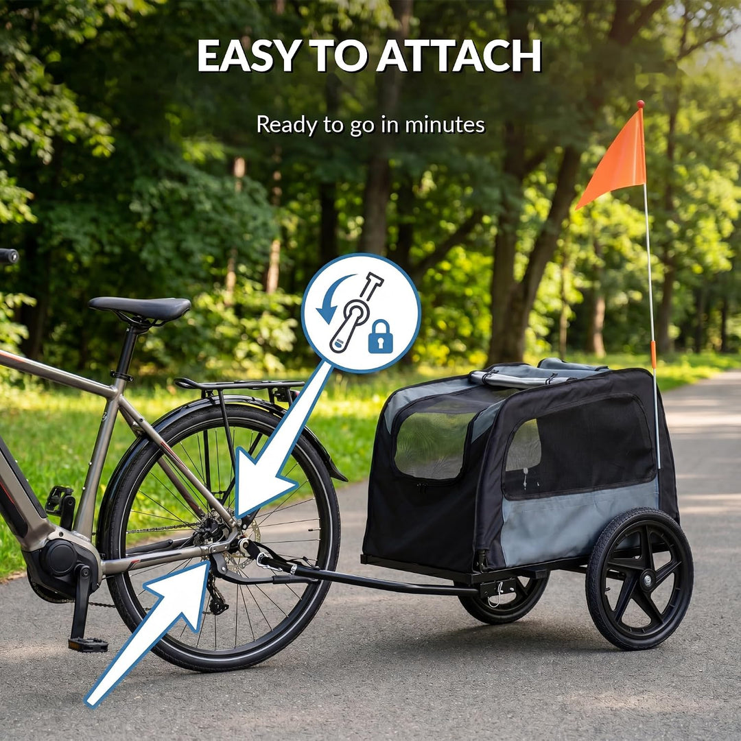 Fahrradanhänger für Hunde, 2-in-1, faltbar, mit Buggy-Funktion, Bollerwagen für kleine Hunde, Belüft