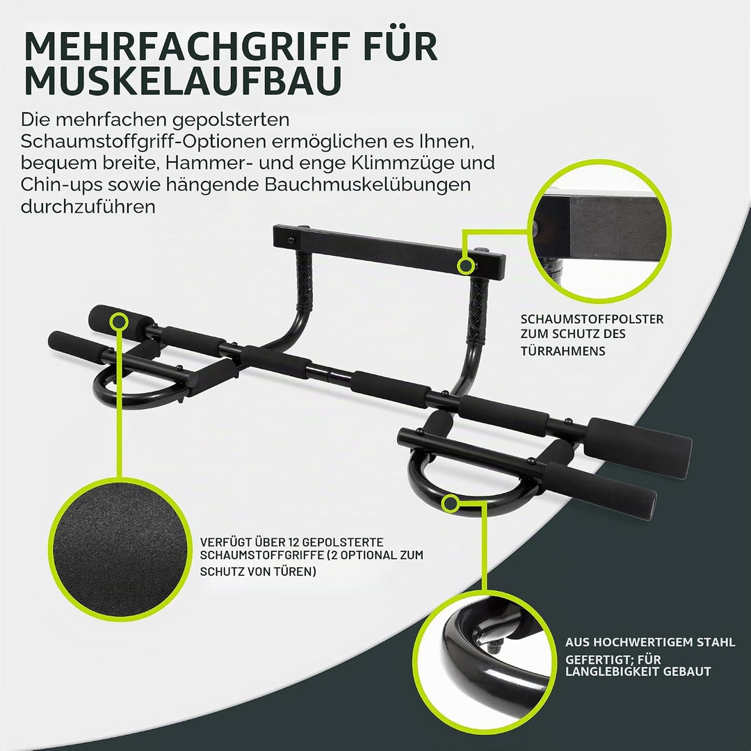 ProsourceFit Multi-Grip Lite Pull Up/Chin Up Bar, Heavy Duty Doorway Upper Body Workout Bar for Home