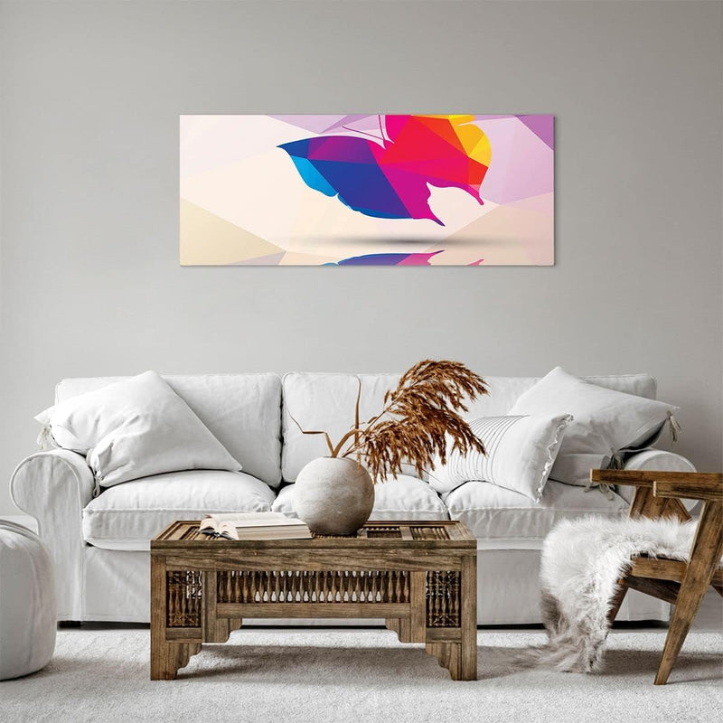 ARTTOR Bilder auf Leinwand 100x40cm Leinwandbild Schmetterling Illustration Grafik Gross Wanddeko Bi